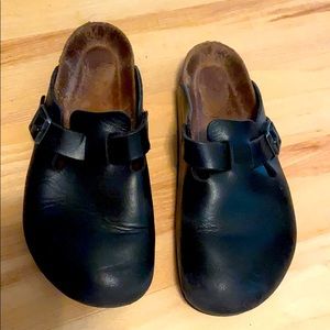 Birkenstock Boston Clogs black leather 39 8.5